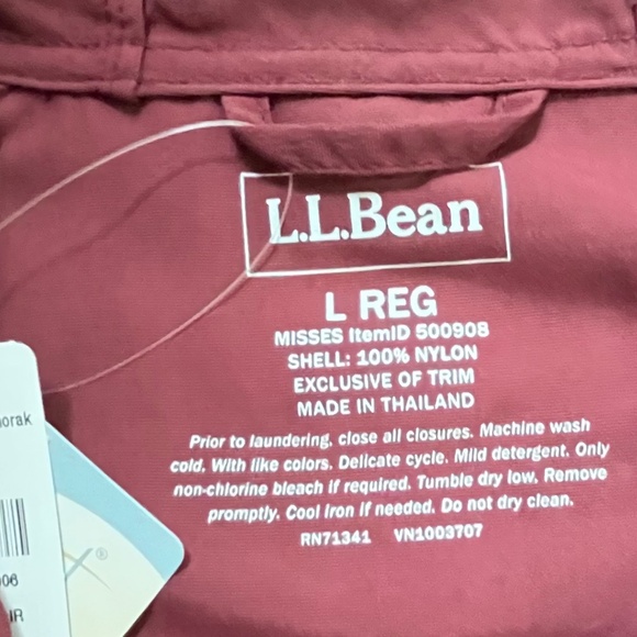 NWT LL BEAN Mountain Classic Anorak Jacket womens large burgundy/nautical red - Picture 3 of 7